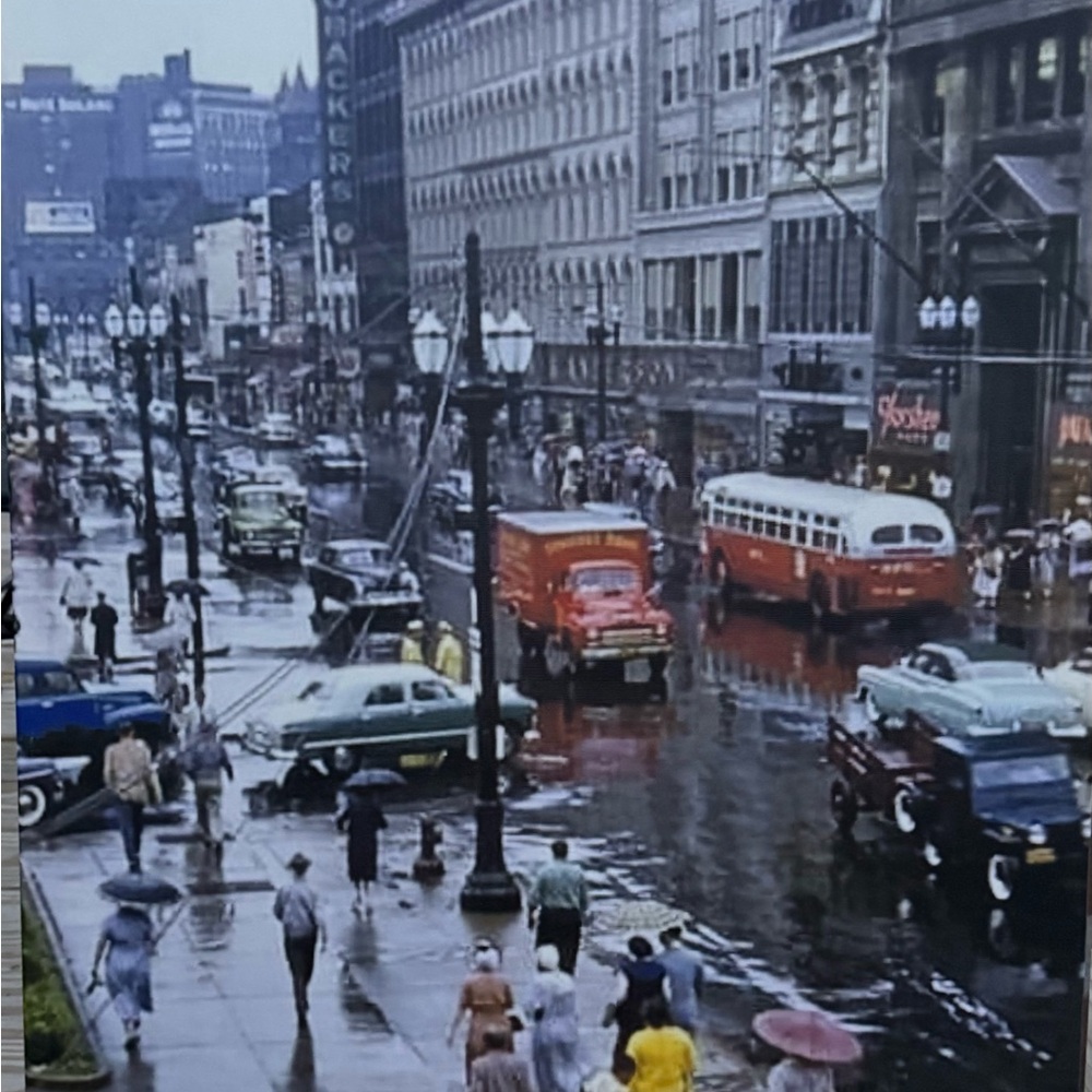 Vintage Street Scene Print - Multi-Color Urban Photo